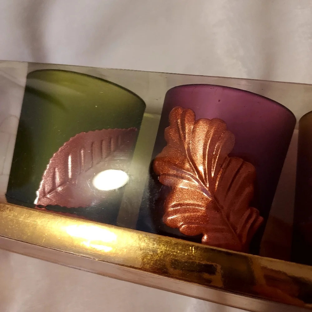 Fall Themed Votive Candle Holders 3 in pack Autumn Thanksgiving Decor